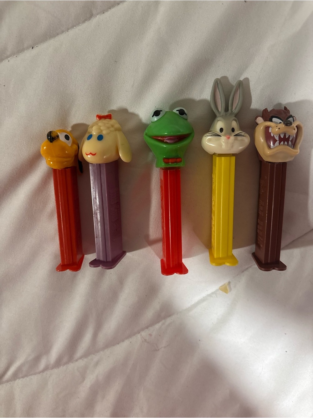 Vintage set of 5 Classic Character Candy Dispensers PEZ- taz, bugs, Kermit, lamb